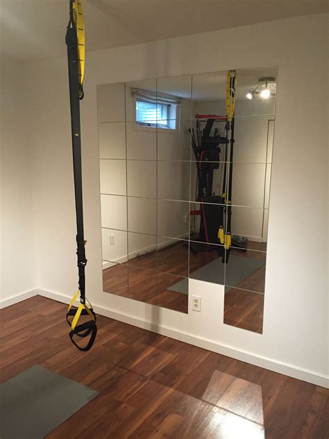 Home workout room with large mirror. Mirrors from IKEA. | Workout room