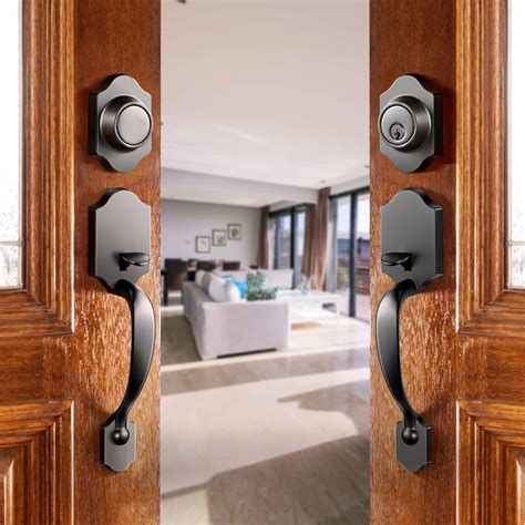 Elemake Front Door Handle Set - Double Front Door Entry Handleset with