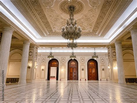 Bucharest, Romania - April 6, 2022: Inside Parliament Palace -Luxurious ...