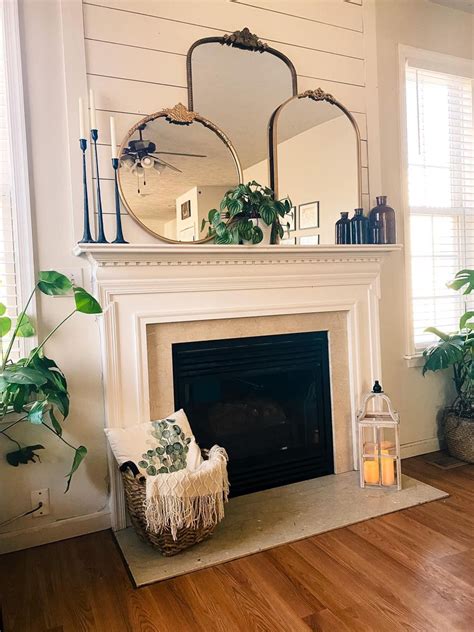 Layered mirrors | Fireplace mantle decor, Farmhouse fireplace decor ...