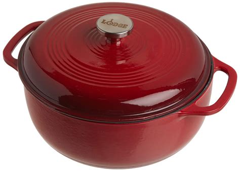 Lodge EC6D43 Enameled Cast Iron Dutch Oven, 6-Quart, Island Spice Red