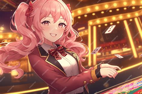 Premium Photo | Anime girl in casino