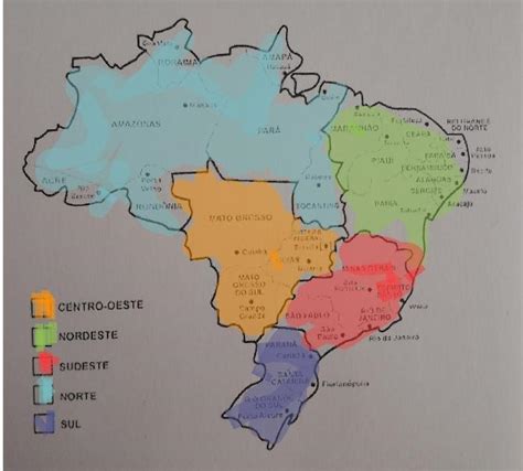 Cores Das Regiões Do Brasil - Pinte no mapa as cinco regioes do Brasil com cores diferentes ...