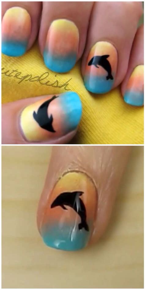 Dolphin design- cutepolish | Dolphin nails, Beach themed nails, Nail