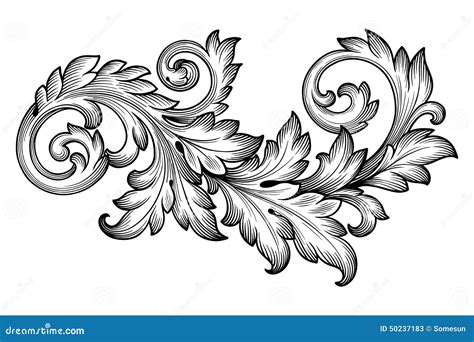 Vector Floral Del Ornamento De La Voluta Del Follaje Barroco Del ...