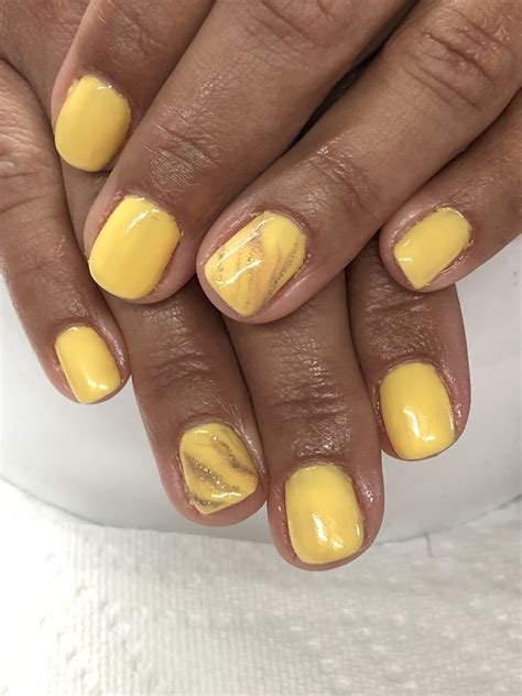 Spring Yellow Gel Nails | Yellow nails, Square nails, Simple nails