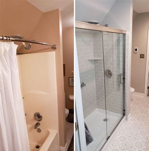 before and after walk-in shower remodel | Tub to shower conversion