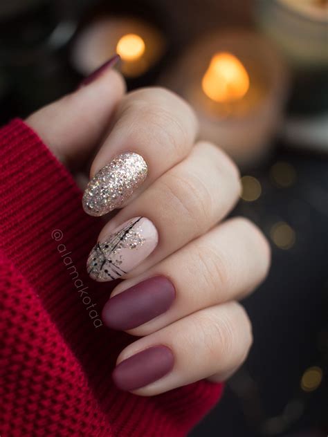Burgundy and nude nails | Nails, Burgundy nails, Nude nails