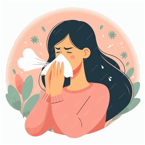 Premium Vector | Illustration of a woman sneezing in a flat design style