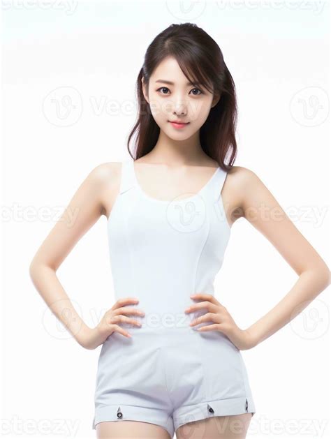 AI generated Beautiful Japanese female model with pure white skin, as a