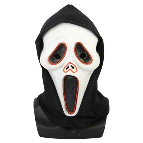 Halloween Ghost Face Mask Costume Luminous Scream Adult Scary Horror ...