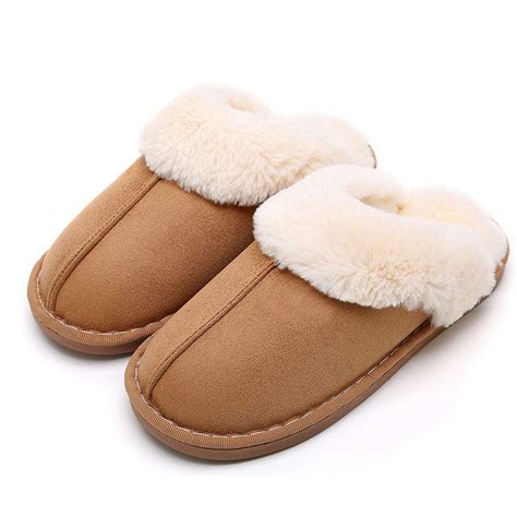 Bosleng Women's House Slippers with Fuzzy Plush Collar, Slip on House ...