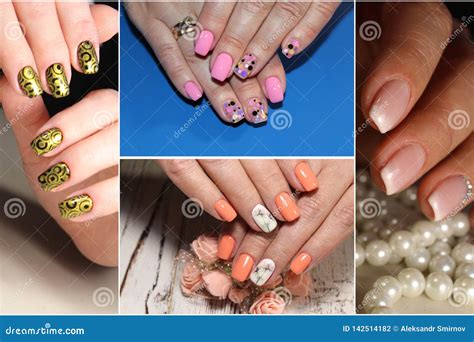 A Diverse Range of Nail Design.Collage by Nail Art Stock Photo - Image ...