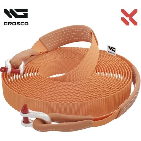 Динамическая стропа Grosco 5т, 15м, крюк/петля, рывковый трос для ...