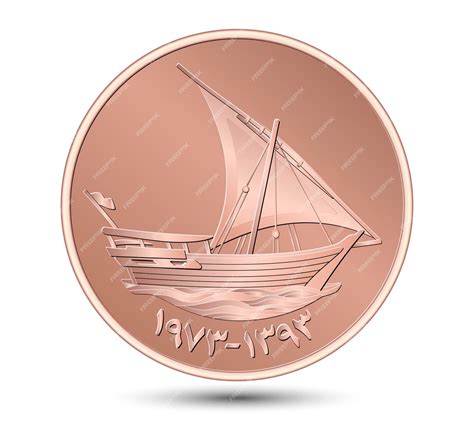 Аверс бронзовой монеты десять филсов оаэ. векторная иллюстрация ...