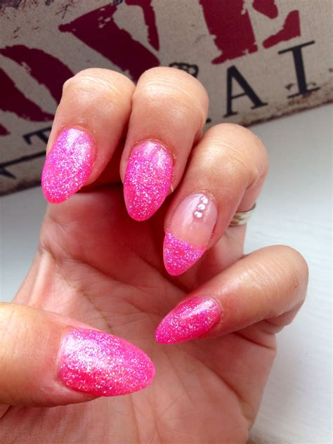 Almond acrylic nails pink glitter! Ultimate girly nails! X | Almond
