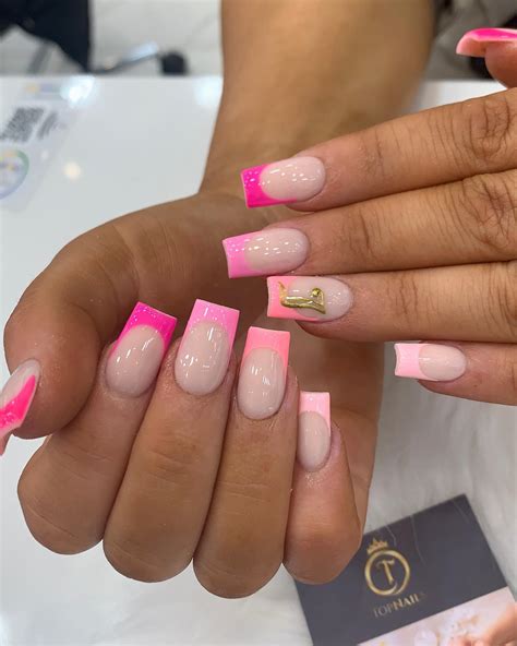 White Nails With Hot Pink French Tip at Jennifer Varner blog
