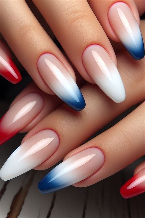 simple elegant red white  blue ombre nails ombre red blue