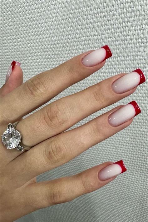 ногти красный френч на квадрат | Red nails, Nails only, Simple nails