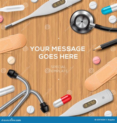 Healthcare and Medicine Template, Medical Supplies Stock Vector