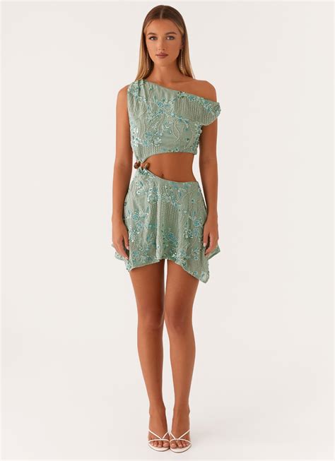 Aletta Sequin Mini Dress - Mint – Peppermayo