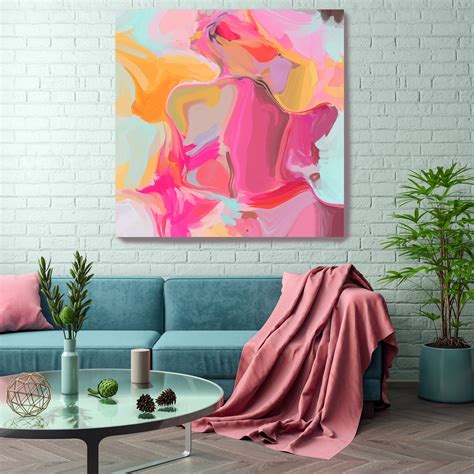 Art & Collectibles Oil Painting Hot Pink Room Decor Abstract Art Canvas