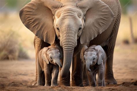 premium photo  mother elephant   baby elephants standing