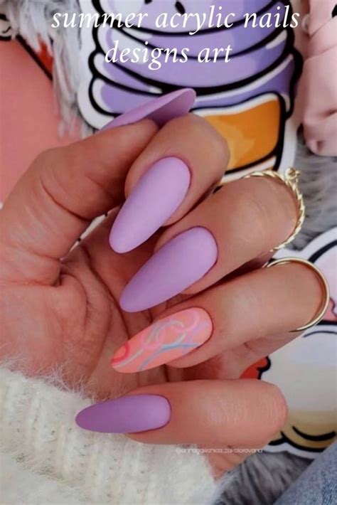 40 Simple Summer Acrylic Nails for Different Nail Shapes Designs