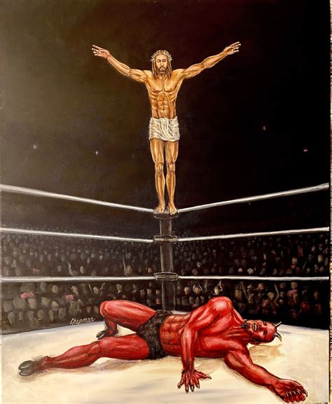 Jesus Beats the Devil in a Pro Wrestling Match Jesus on the - Etsy Canada