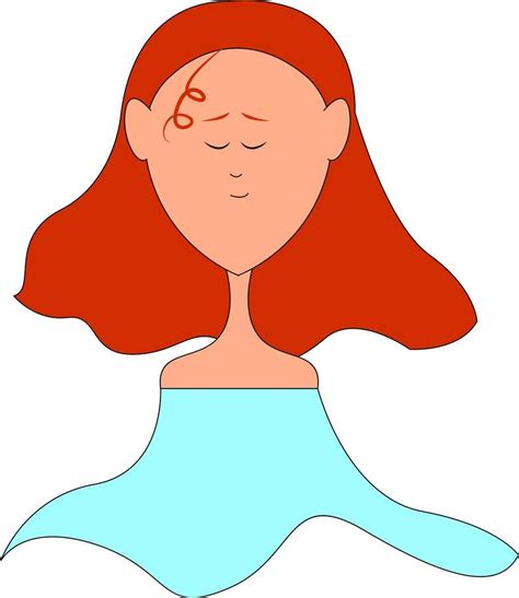 Girl with long red hair, illustration, vector on white background