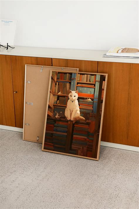 Library Cat Studio Ghibli Inspired Art Print, Cute Anime Poster ...
