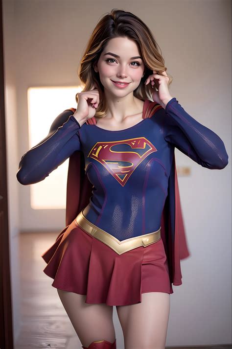 NSFW. ((Nude.)) perfect face, (bare breasts), sexy supergirl Melissa