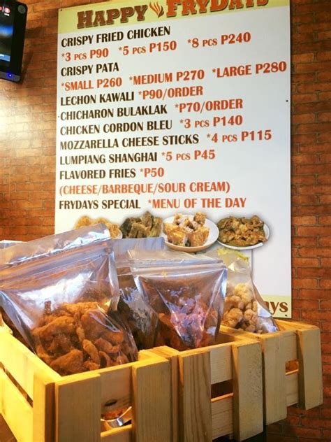 Menu at Happy FryDays restaurant, Valenzuela