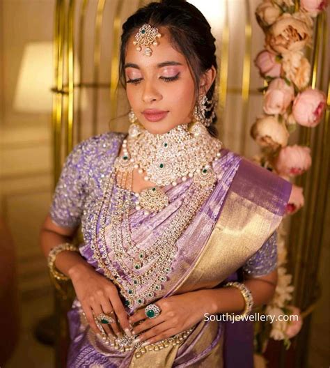 Bridal diamond emerald jewellery set - Indian Jewellery Designs