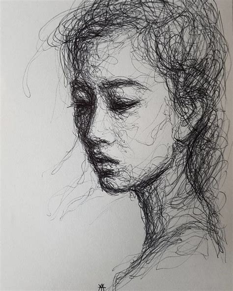 This Self-Taught Artist Draws Female Portraits Entirely By Scribbling (87 Pics) | Scribble ...