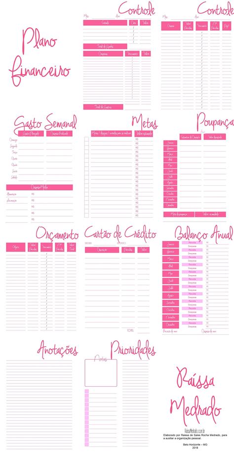 kit financeiro pessoal  imprimir  planners planejadores