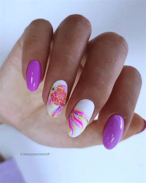 Какая красивая рыбка 🐠 💗💜💙💛. | Гвоздь, Гель-лак, Дизайнерские ногти