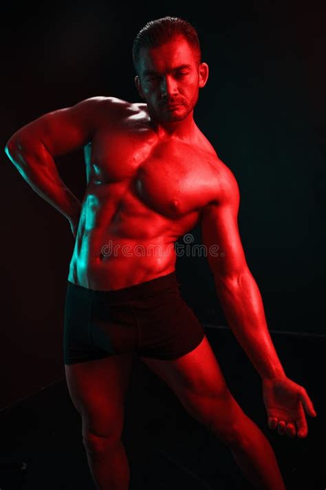 man bodybuilder posing muscles  nude fitness torso isolated