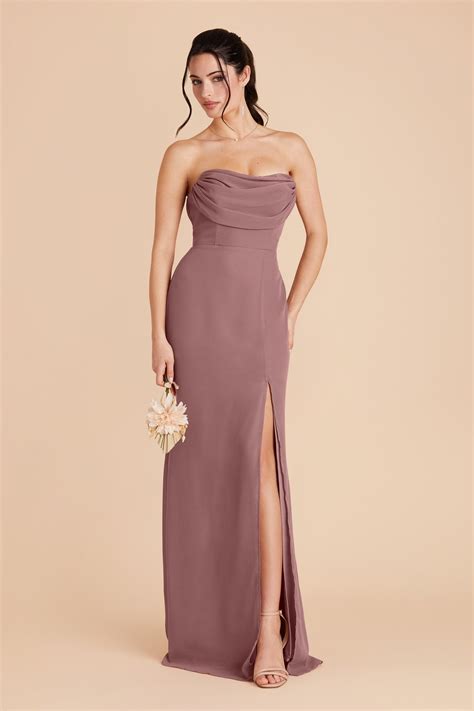 Mira Dark Mauve Chiffon Bridesmaid Dress | Birdy Grey