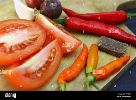 indonesian sambal ingredients Stock Photo - Alamy