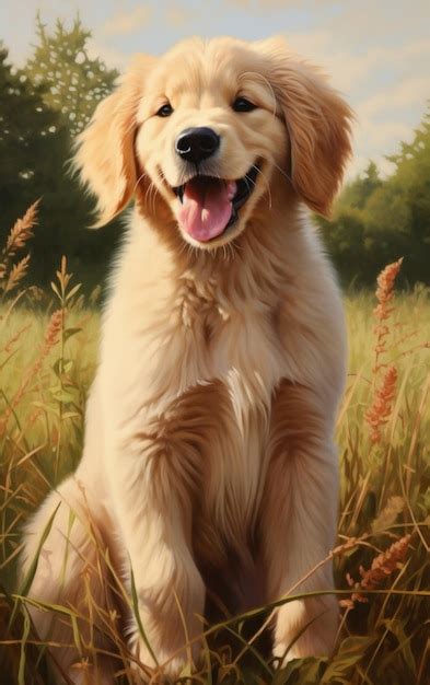 Premium Photo | Confident Fluffy Adorable Golden Pup