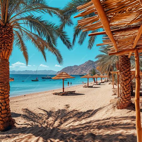Premium Photo | Beach and palm trees on Red Sea in Sharm el Sheikh