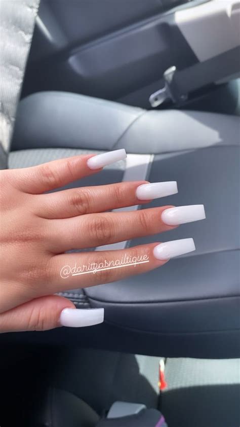 White Square Nails | Tapered square nails, Simple acrylic nails, Square ...