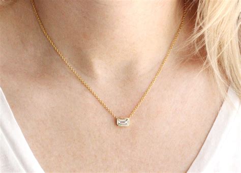 diamond emerald cut necklace