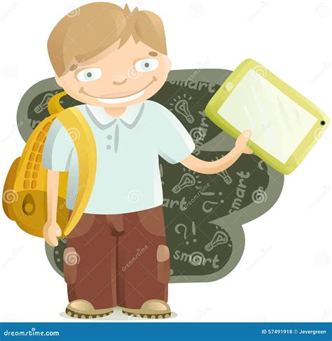 Student with a tablet stock illustration. Illustration of mind - 57491918