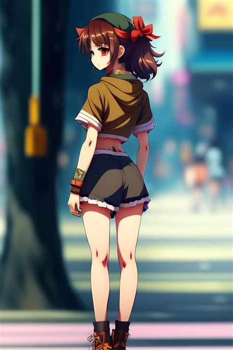 Lexica - Anime style, cute anime girl, 19 years old, back view, medium