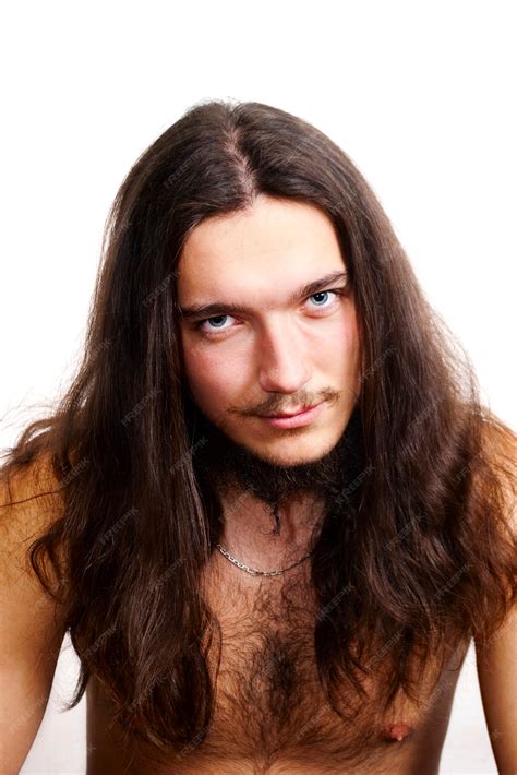 Premium Photo | Long haired, bearded man with a hairy chest