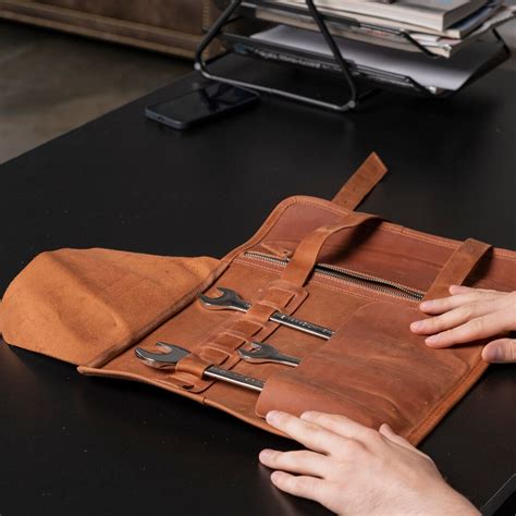 custom leather tool case leather tool roll roll  tool bag mechanic