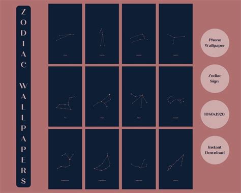 Zodiac Sign Phone Wallpaper | iPhone | Instant Download | 12pcs | JPEG ...