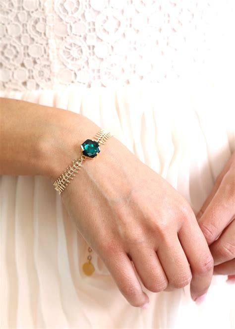 Emerald Green Bracelet Bridal Emerald Crystal Bracelet - Etsy ...